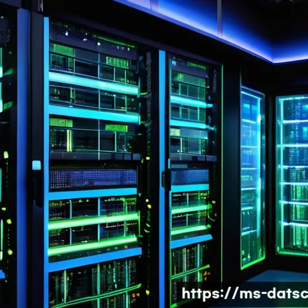 효율적인 데이터베이스 인덱스 설계 방법 - A detailed digital illustration of a modern database server room in Kuala Lumpur, Malaysia, showing ...