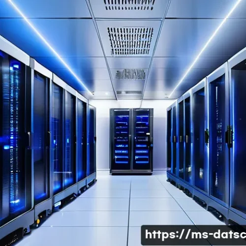 Home 32 제한된 자원에서 데이터베이스 성능 극대화하기 - A modern data center server room with racks of high-performance SSD storage devices and powerful dat...