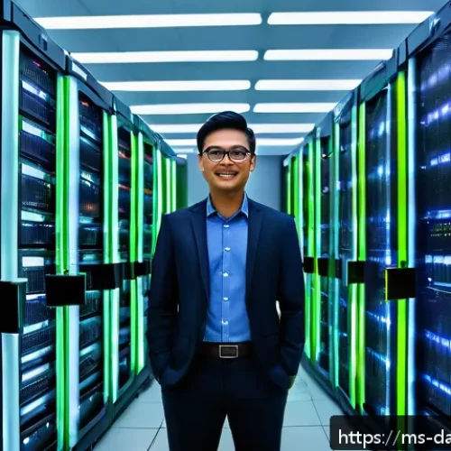 Home 31 데이터베이스 성능 향상을 위한 정책 설정 - A detailed digital illustration of a modern database server room in Kuala Lumpur, Malaysia, featurin...