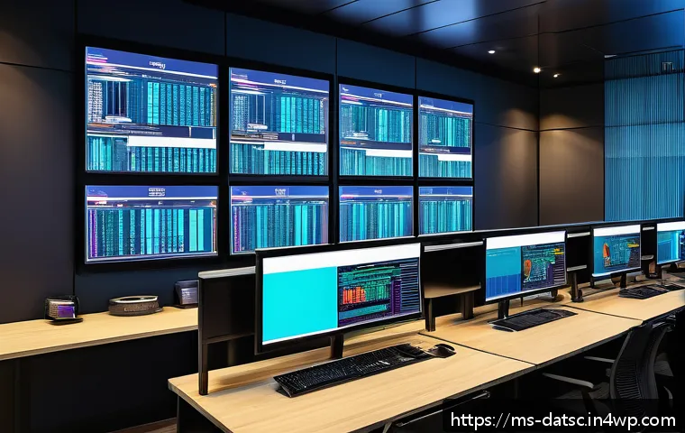 데이터베이스 성능 모니터링 도구 비교 - A modern Malaysian office setting with a diverse team of IT professionals actively monitoring multip...