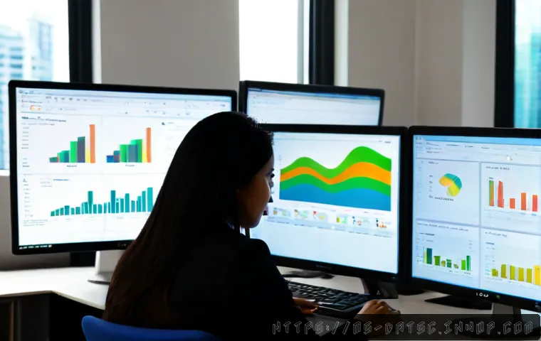Home 17 데이터베이스의 로그 최적화 및 관리 - Photorealistic database administrator in a modern Kuala Lumpur office, carefully reviewing server lo...
